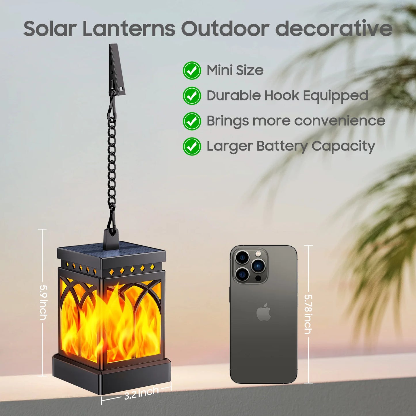 2/4 Pack Solar Flame LED Lights Outdoor Lanterns with 2 Modes for Yard Garden Camping Decor and Gifts