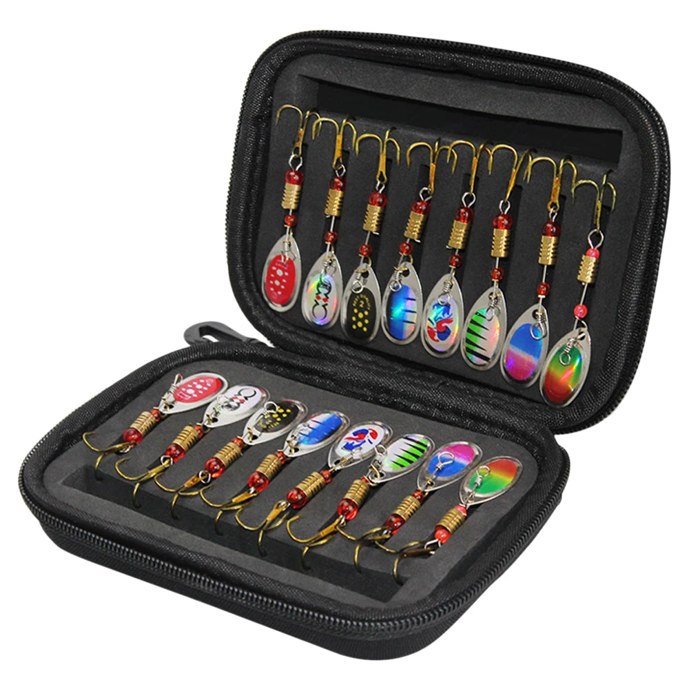 16pcs Fishing Spoons Lures Metal Baits Set with Storage Bag