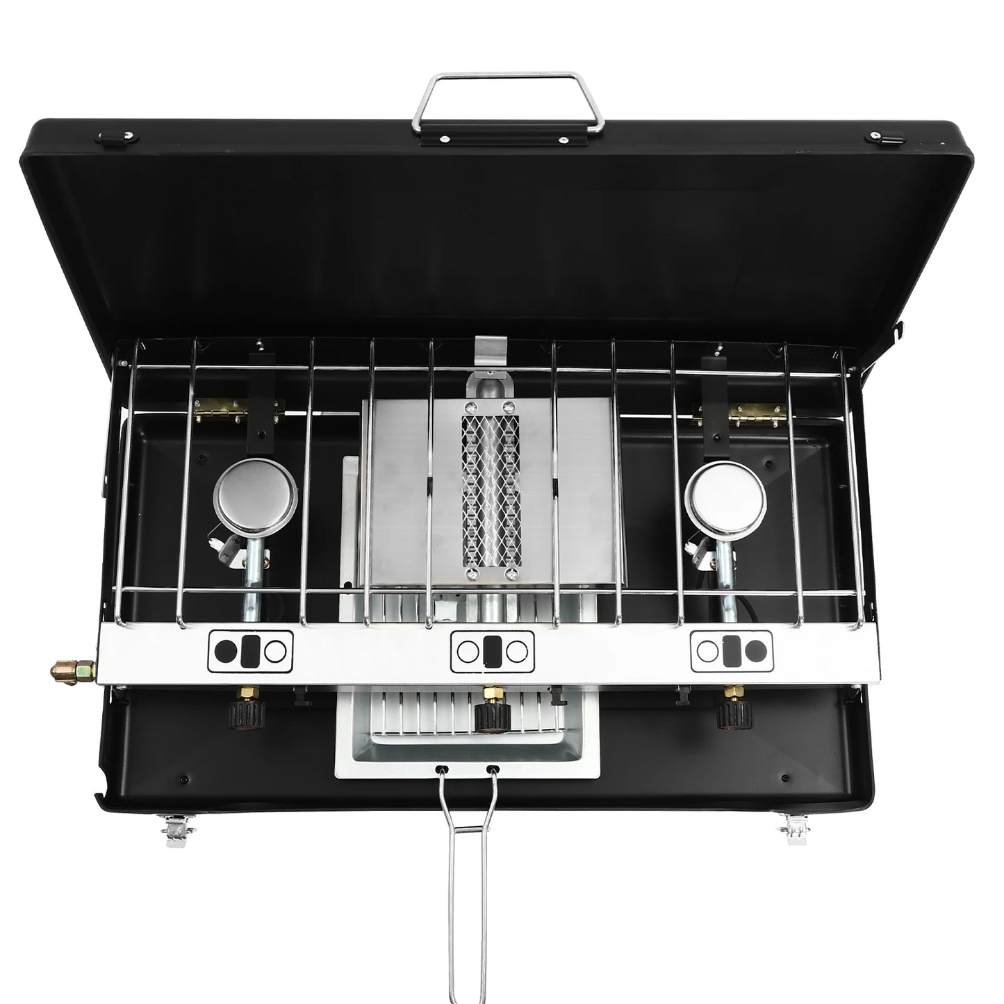 3-Burner Gas Camping Stove, Portable Camping Cooking Stove with Regulator, Outdoor Gas Stove for Car Camping BBQ