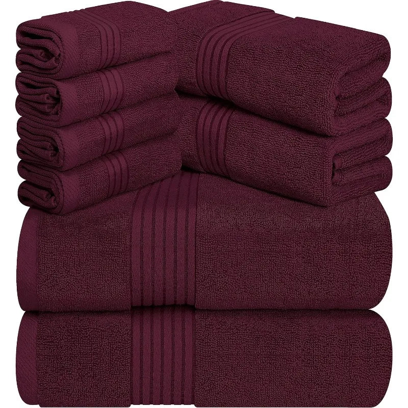 8-Piece Premium Towel Set, 100% Ring Spun Cotton Towels