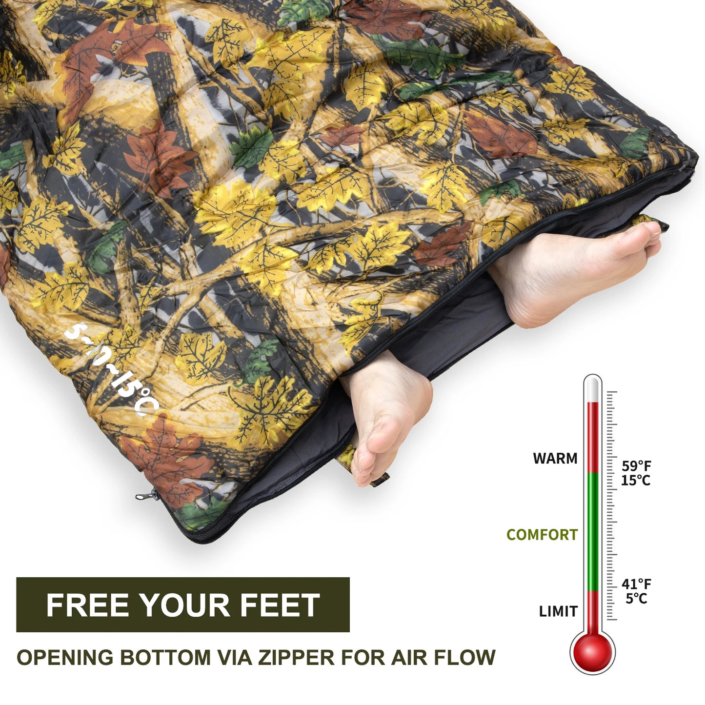 Portable Lightweight Camping Sleeping Bag for 1-2 Person Travel Outdoor 2x6 Feet