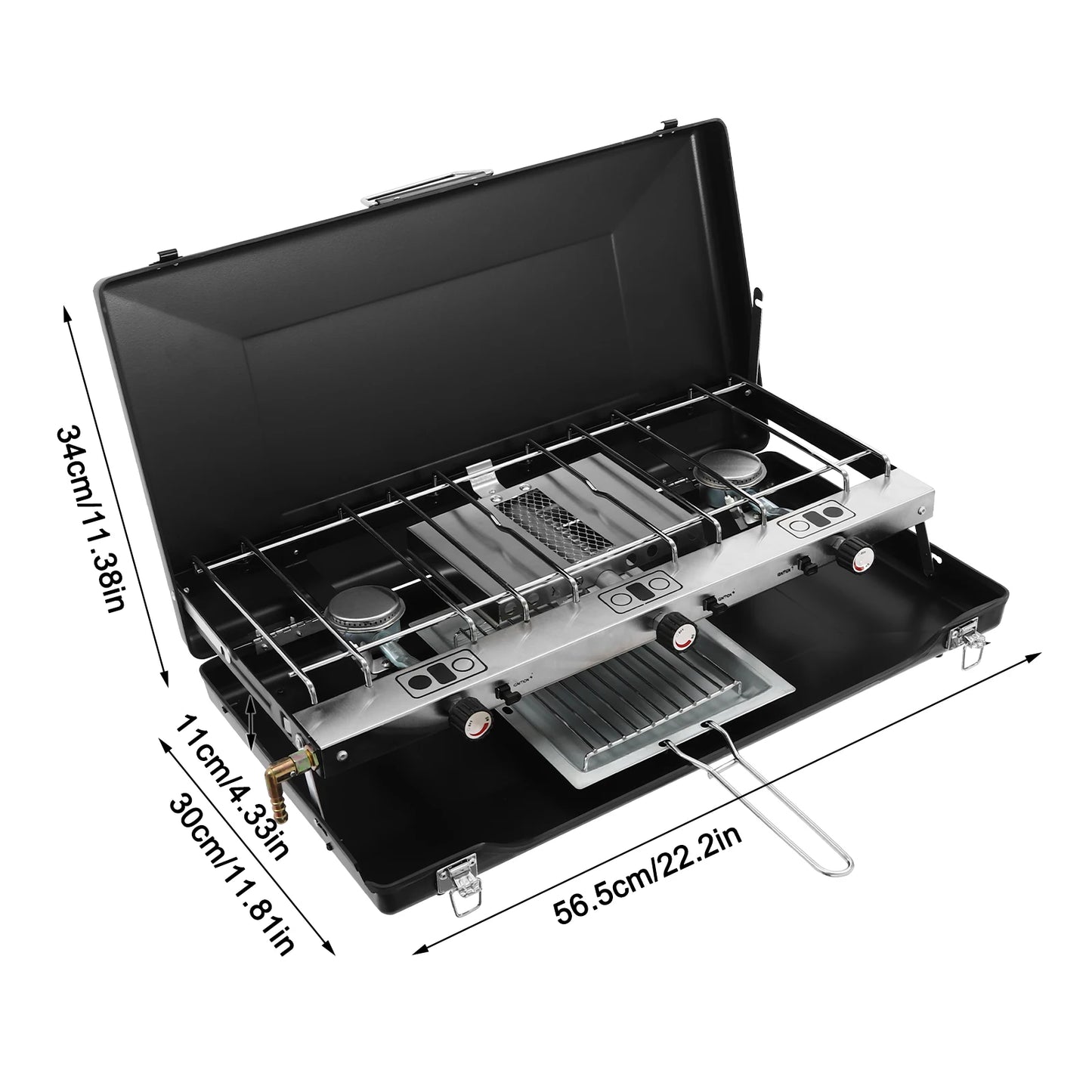 3-Burner Gas Camping Stove, Portable Camping Cooking Stove with Regulator, Outdoor Gas Stove for Car Camping BBQ