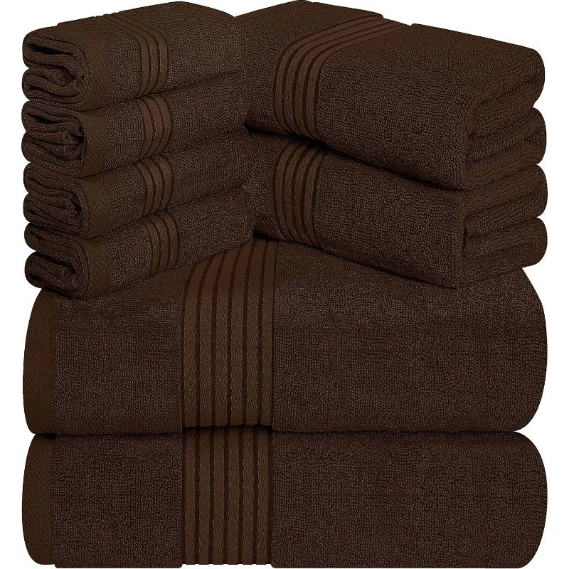 8-Piece Premium Towel Set, 100% Ring Spun Cotton Towels